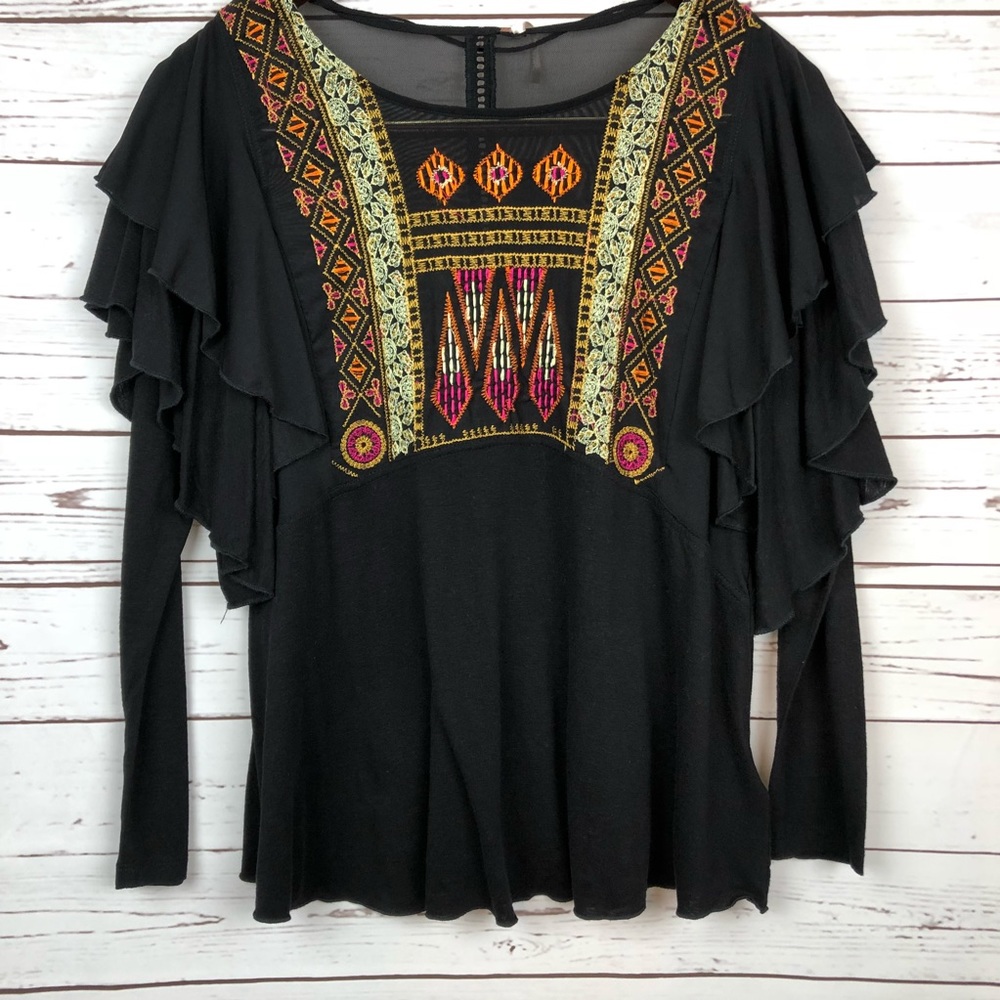 Free People Boho ruffle top